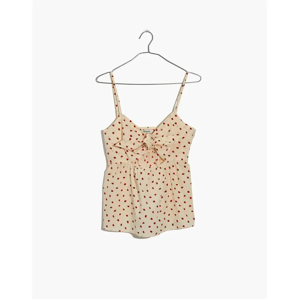 Madewell Strawberry Tie Front Cami Keyhole Top  Cotton Summer Sz 2 Cottagecore - Picture 10 of 12